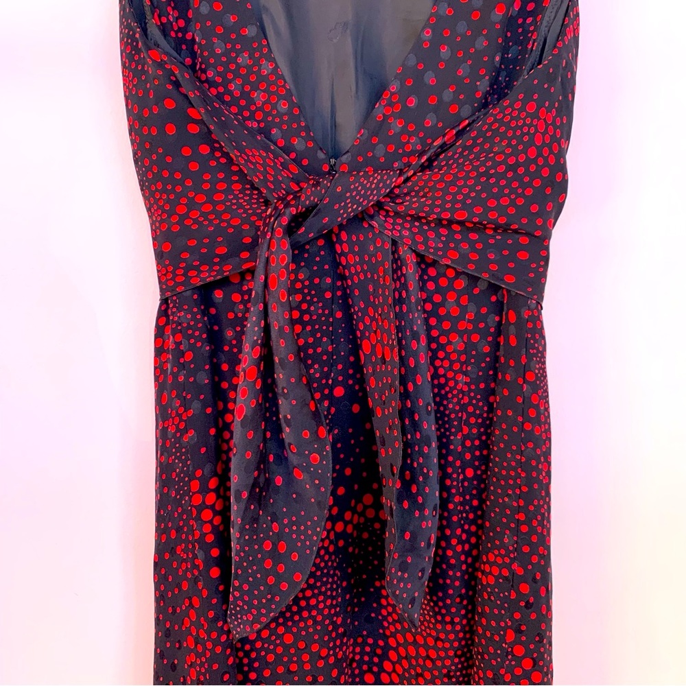Escada Black & Red Silk Sleeveless Sheath Dress, Size: 36